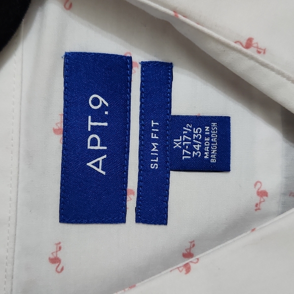 Apt 9 Men's White Flamingo Dress Shirt & Tie XL 17-17 1/2 , 34/35 - Picture 2 of 4